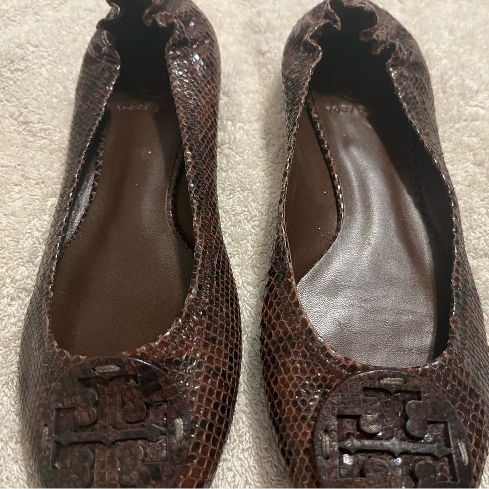 Tory Burch snakeskin flats worn only several times size 7